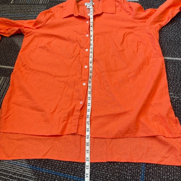 Feel Good Store Linen Blend 2X Tunic Button Down Shirt Orange Long sleeve - Picture 11 of 11